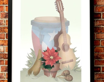 Puerto Rico Wall Art Home Decor Jibaro Parranda Print