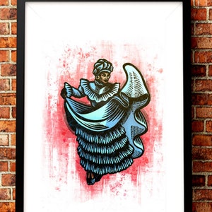 Puerto Rican Bomba y Plena Print, Boricua Vejigante Home Decor Gifts