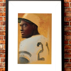 Roberto Clemente Puertor Rican Art Print, Puerto Rico Wall Home Decor