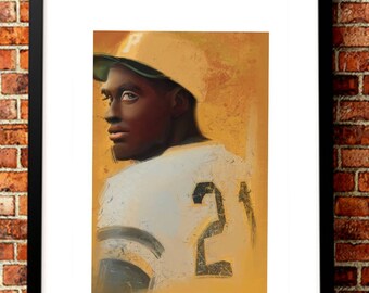 Roberto Clemente Puertor Rican Art Print, Puerto Rico Wall Home Decor