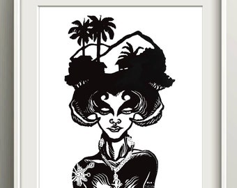 Puerto Rican Taina Art Print, Boricua Jibara Home Decor Gifts