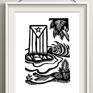 Puerto Rican Flag Art Print, Boricua Old San Juan Home Decor Gifts