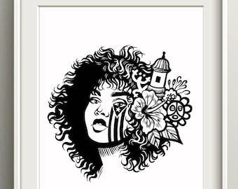 Puerto Rican FlagJibara Art Print, Boricua Taino Home Decor Gifts