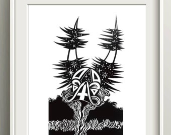 Puerto Rican Vejigante Mask Art Print, Boricua Home Decor Gifts