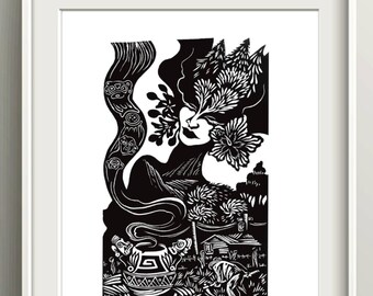 Puerto Rican Taina Art Print, Boricua Jibara Home Decor Gifts