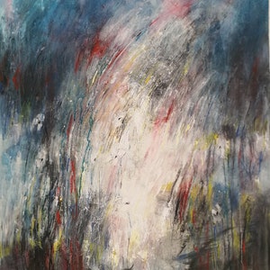 Unique gestural expressionist work, large vertical format, to give an exclusive touch to your home or office