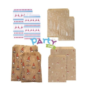 Christmas Sweet Bags Paper Counter Smiling Santa Snowflake Gingerbread Men Reindeer Enchanted Forest Cookie Bags Small Gift Festive Party