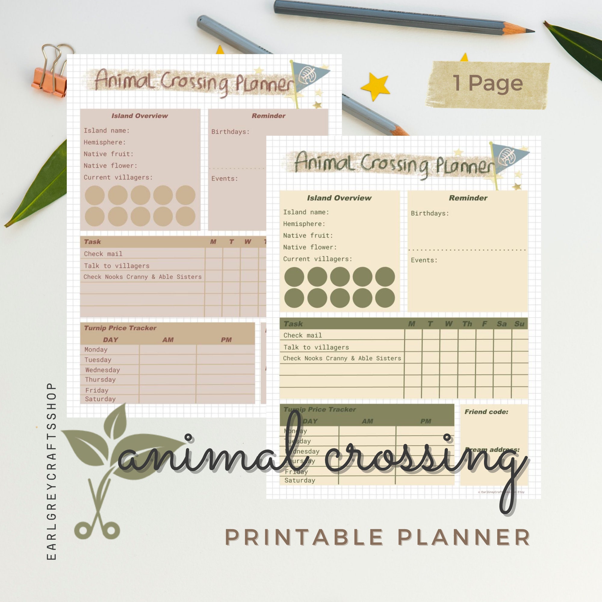 Animal Crossing Planner Printable Weekly Letter PDF | Etsy