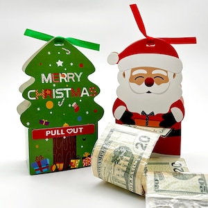 Unique  Christmas Surprise Money Pull Gift Box – Santa or Tree, DIY Cash Gift Kit