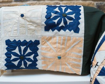 Hand-sewn patchwork blanket in boho style