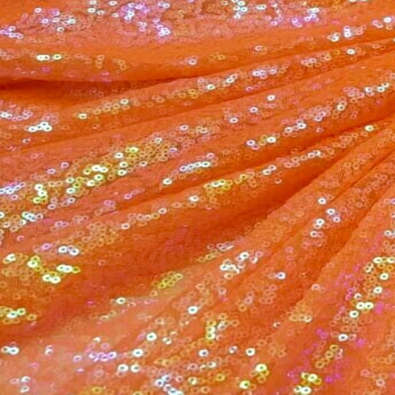 Iridescent Orange Sequin Fabric By The Yard 60 Wide Etsy