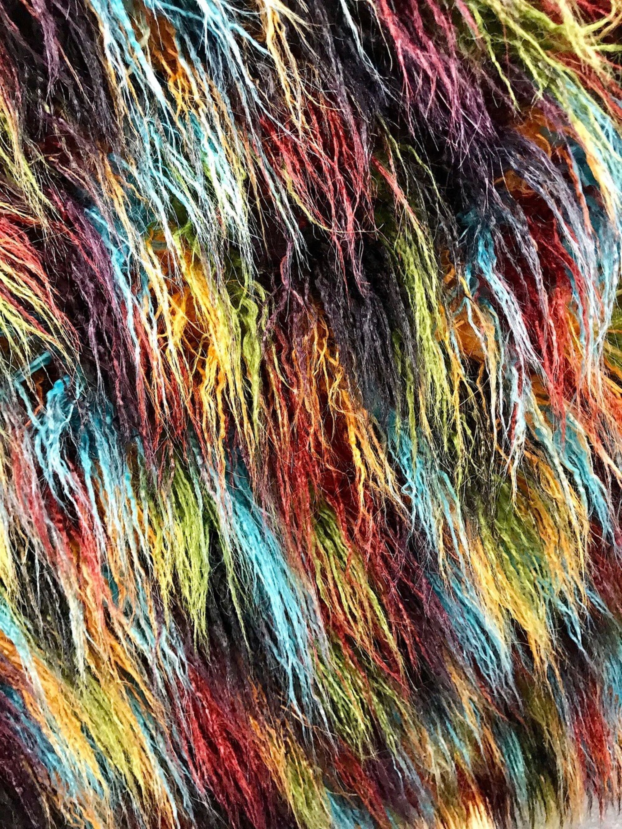 Multicolor Shag Colorful Yak Faux Fur Fabric By The Yard Etsy