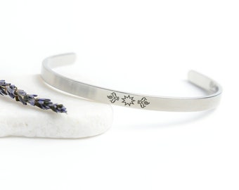 Baha'i Cuff Bracelet: Ringstone Symbol, 9 Pointed Star, Made in USA