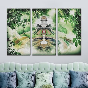 The Shrine of the Báb - 3 Piece | Baha&#39;i Wall Art | Baha&#39;i Arts | Baha&#39;i Quotes | Bahai Prayer | Bahai Gift