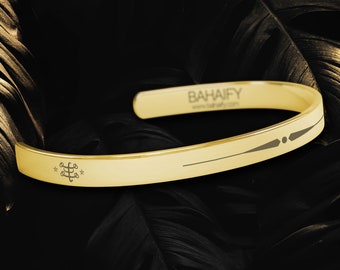 Baha'i Ringstone Symbol Cuff Bracelet: USA Made Jewelry