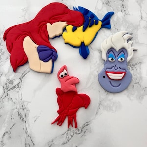 Little Mermaid Fondant Cake Topper | Ariel Birthday Cake Decoration | Mermaid Party Supplies |  Handmade Cake Decor