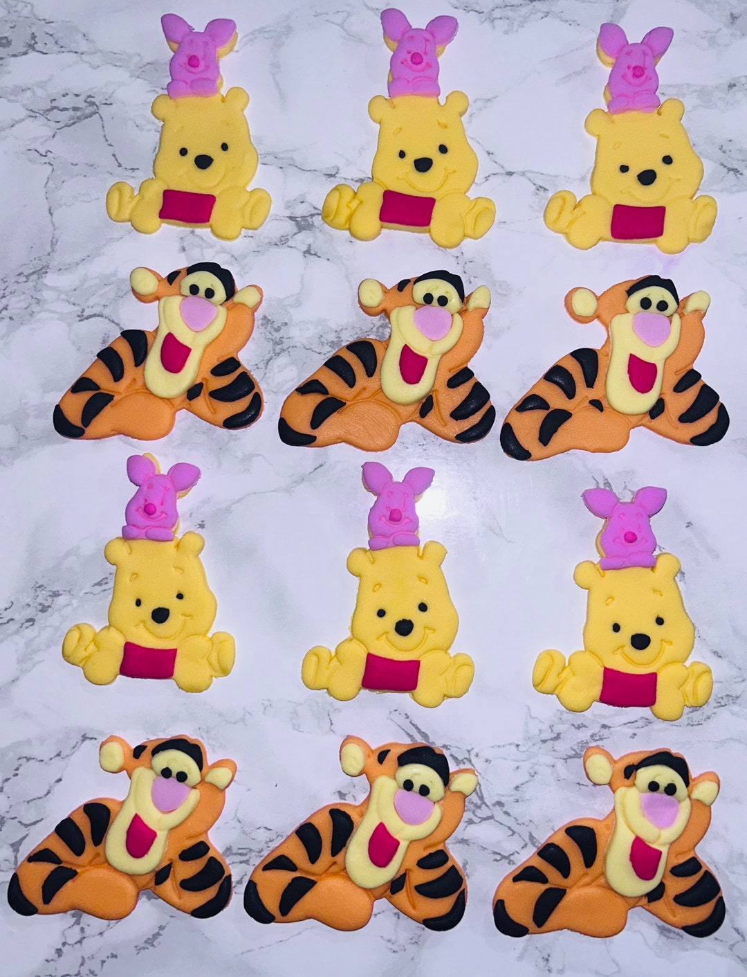 Handmade Edible Unofficial Winnie the Pooh Fondant Toppers and Tigger