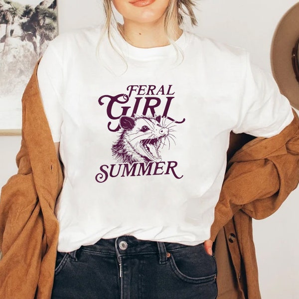 Feral Girl Summer Opossum Vintage png