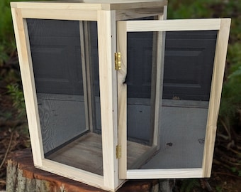 Monarch Butterfly Habitat Enclosure (wood frame approx. 16"x16"x22")