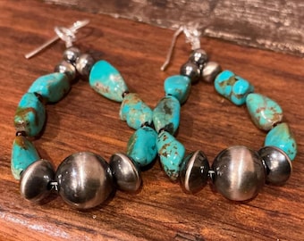 E000E - Kingman Turquoise Earring Hoops