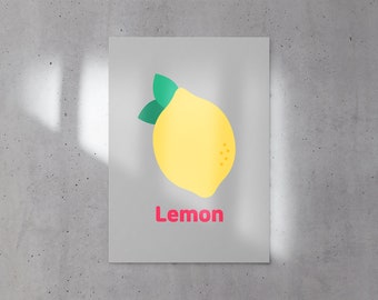 Printable Lemon Wall Decor, Digital Lemon Poster, Lemon Printable Poster, Lemon Printable Wall Art, Lemon Poster Download
