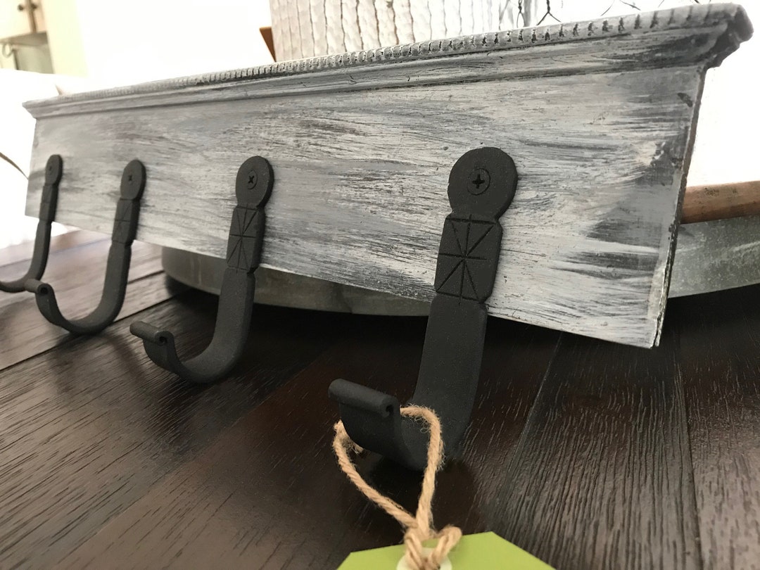 English Cottage Coat Rack / French Country Coat Rack / Distressed Grey