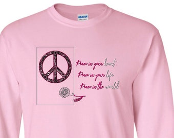 Peace in Your Heart Long Sleeve Pink Tee