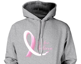Pretty and Trendy Abstract Breast Cancer Ribbon Live Love Believe Hoodie