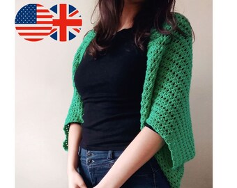 Easy crochet pattern , PDF pattern cardigan, English pattern PDF, Crocheted women's cardigan pattern