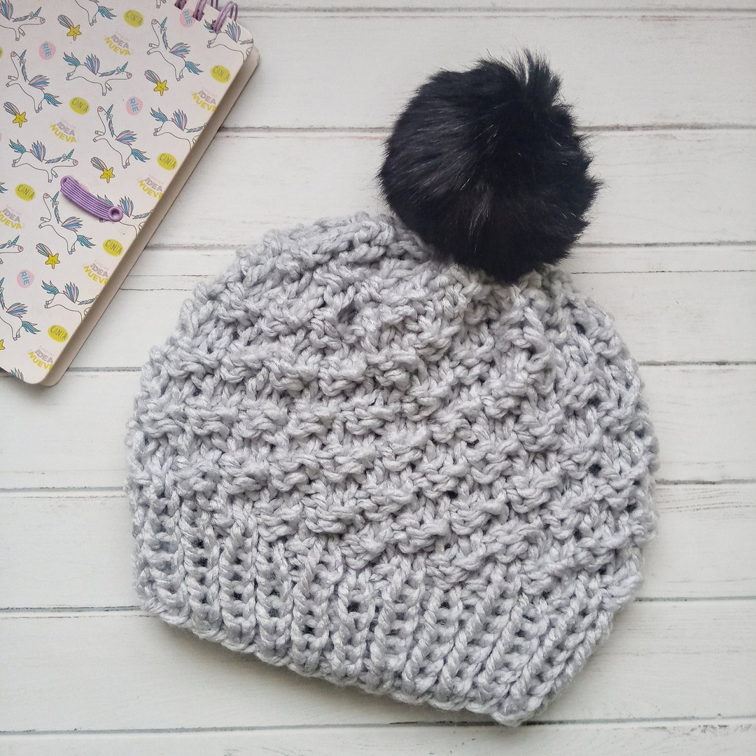 Knitting PDF Pattern, Knitted Hat With Circular Needles, Easy PDF