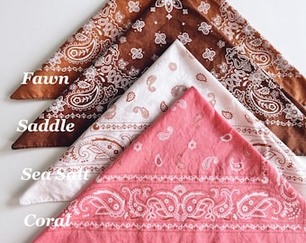 Pañuelo de algodón desteñido con estampado paisley - Festivales - Despedidas de soltera/novias - Bodas - Mascarilla