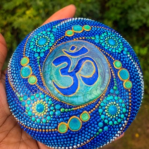 Hand Painted Om Mandala Stone