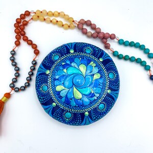 Swirling Energy Blue and Green Mandala Stone