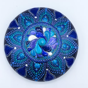 Calming Blues Swirling  Mandala Stone