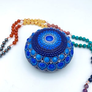 Electric Blue and Silver Mandala Stone