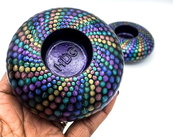 Set of Two Rainbow Iridescent Tealight Holders