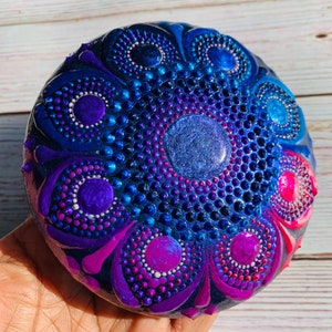 Blue to  Purple Ombre Flower Mandala Stone