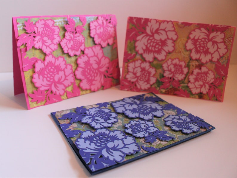 Anna Griffin Pink Flowers Card elegant 3D Card Blue Flowers Card