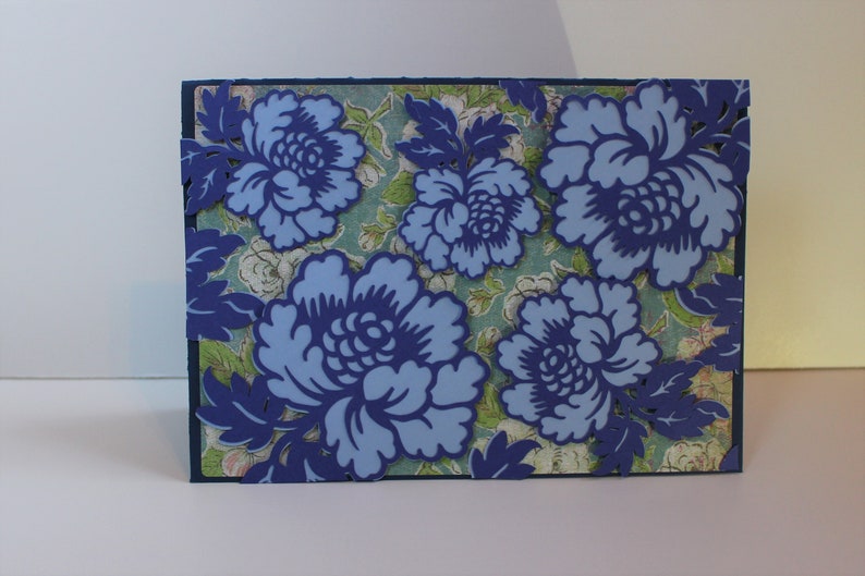 Anna Griffin Pink Flowers Card elegant 3D Card Blue Flowers Card