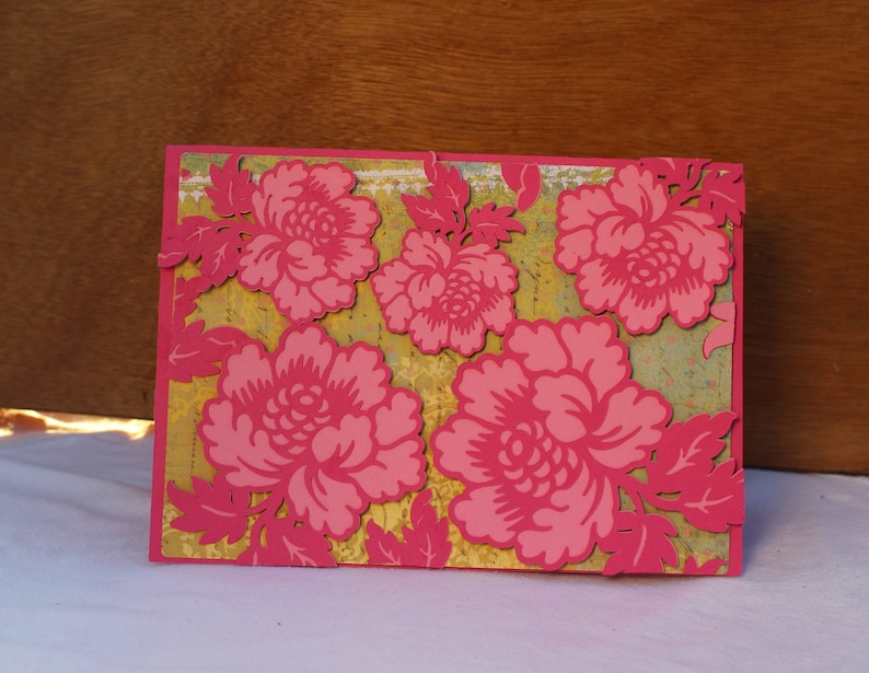 Anna Griffin Pink Flowers Card elegant 3D Card Blue Flowers Card