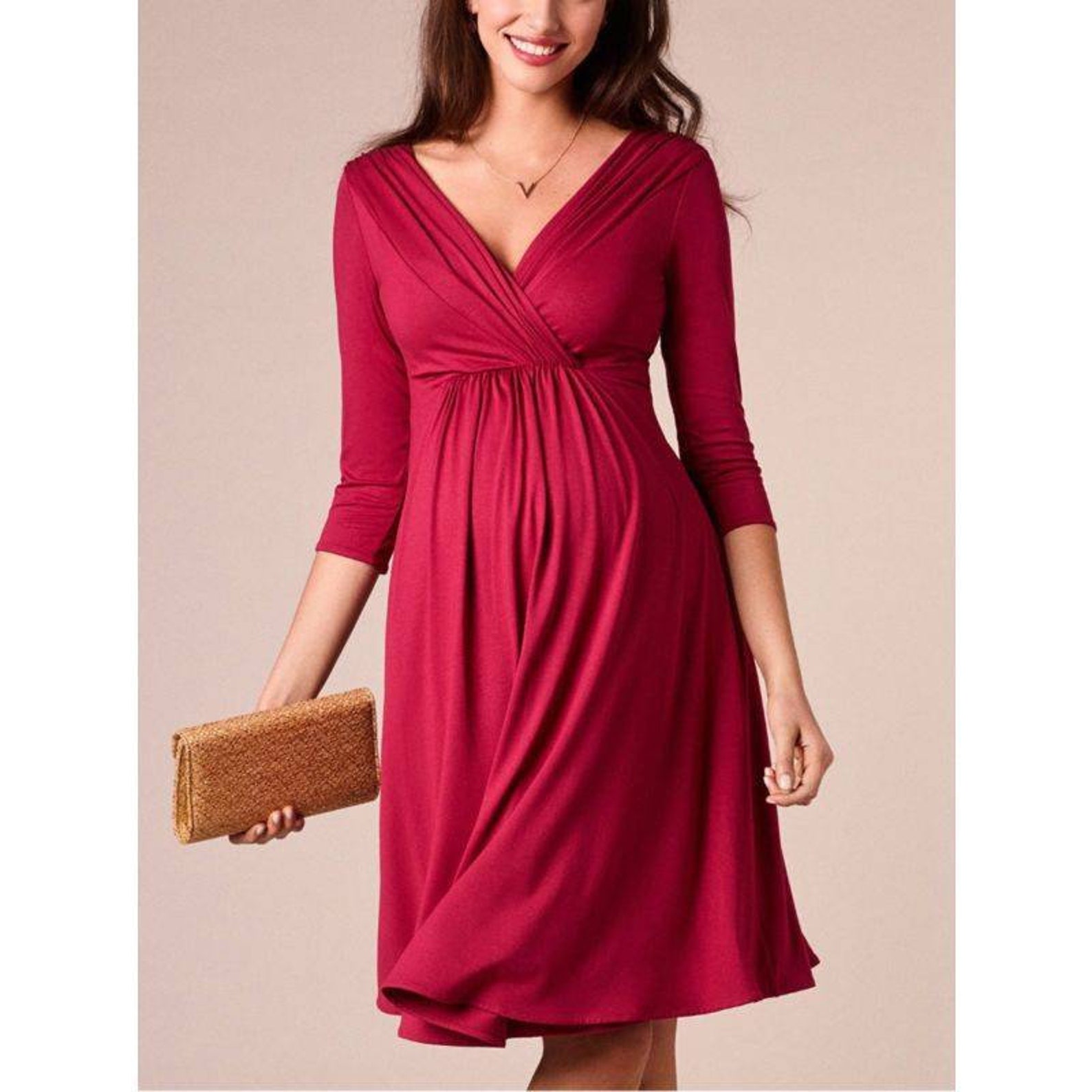 Vneck Maternity Pregnancy Party Dress Etsy