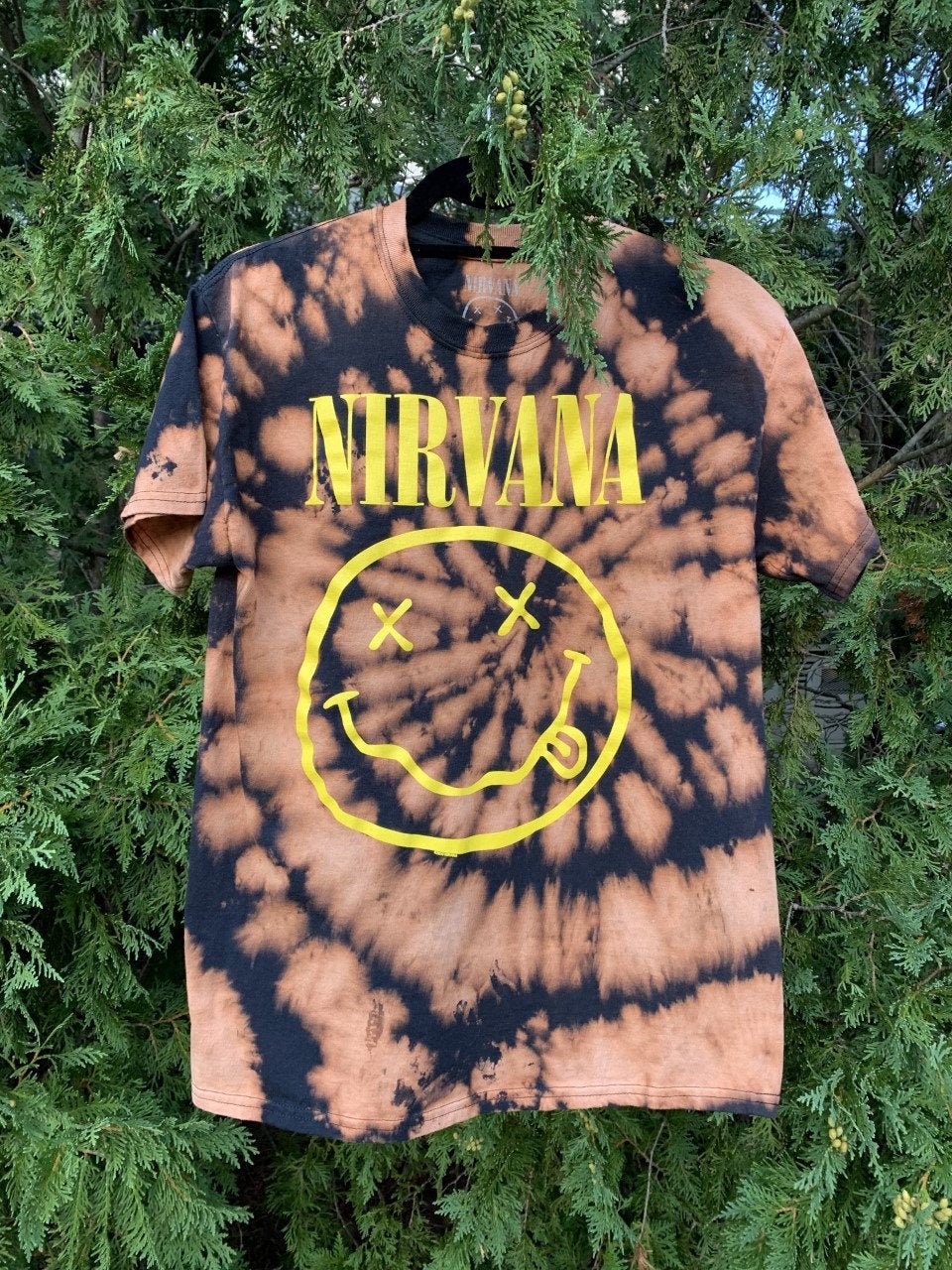 Nirvana Medium TShirt Spiral Bleach Dye Reverse Tie Etsy