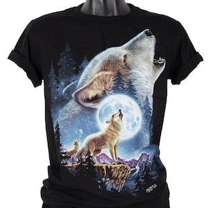 T-shirt HD Rock Chang Original Full Moon Wolf Glow in the Dark Front and Back Print Unisex