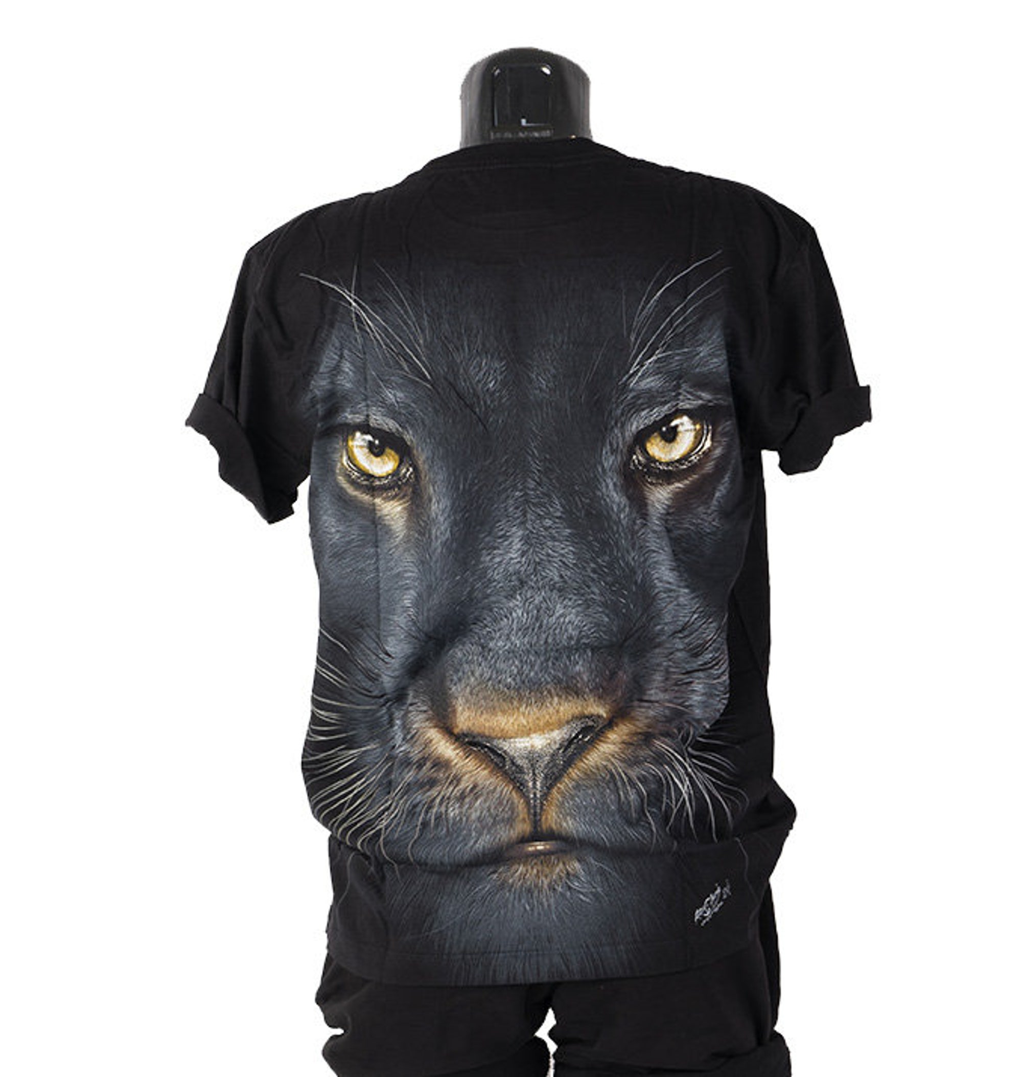 Black Puma's Head Glow in the Dark Front and Back Print Unisex
