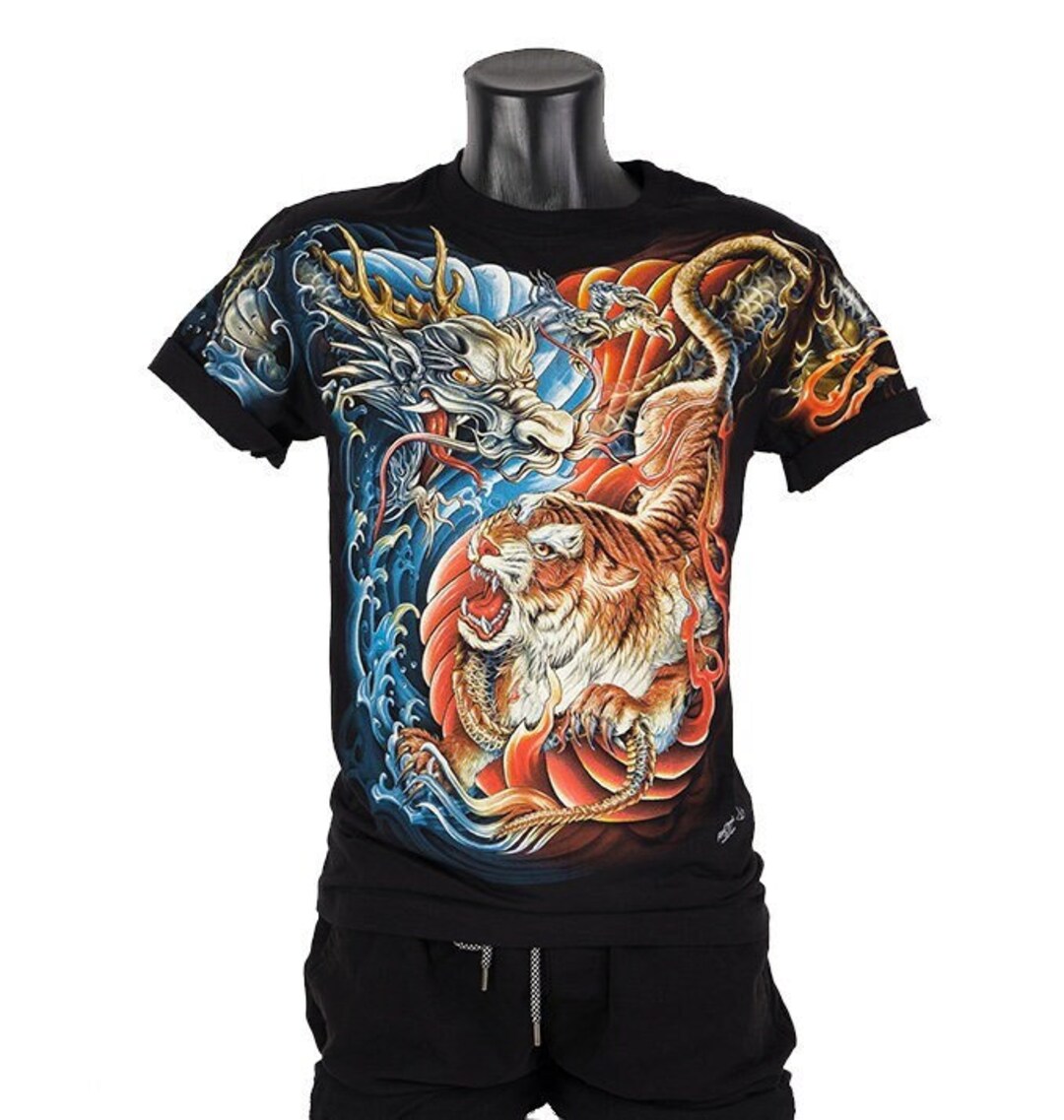 Tshirt Fullhd Rock Chang Original Epic Tiger Dragon Fight Etsy