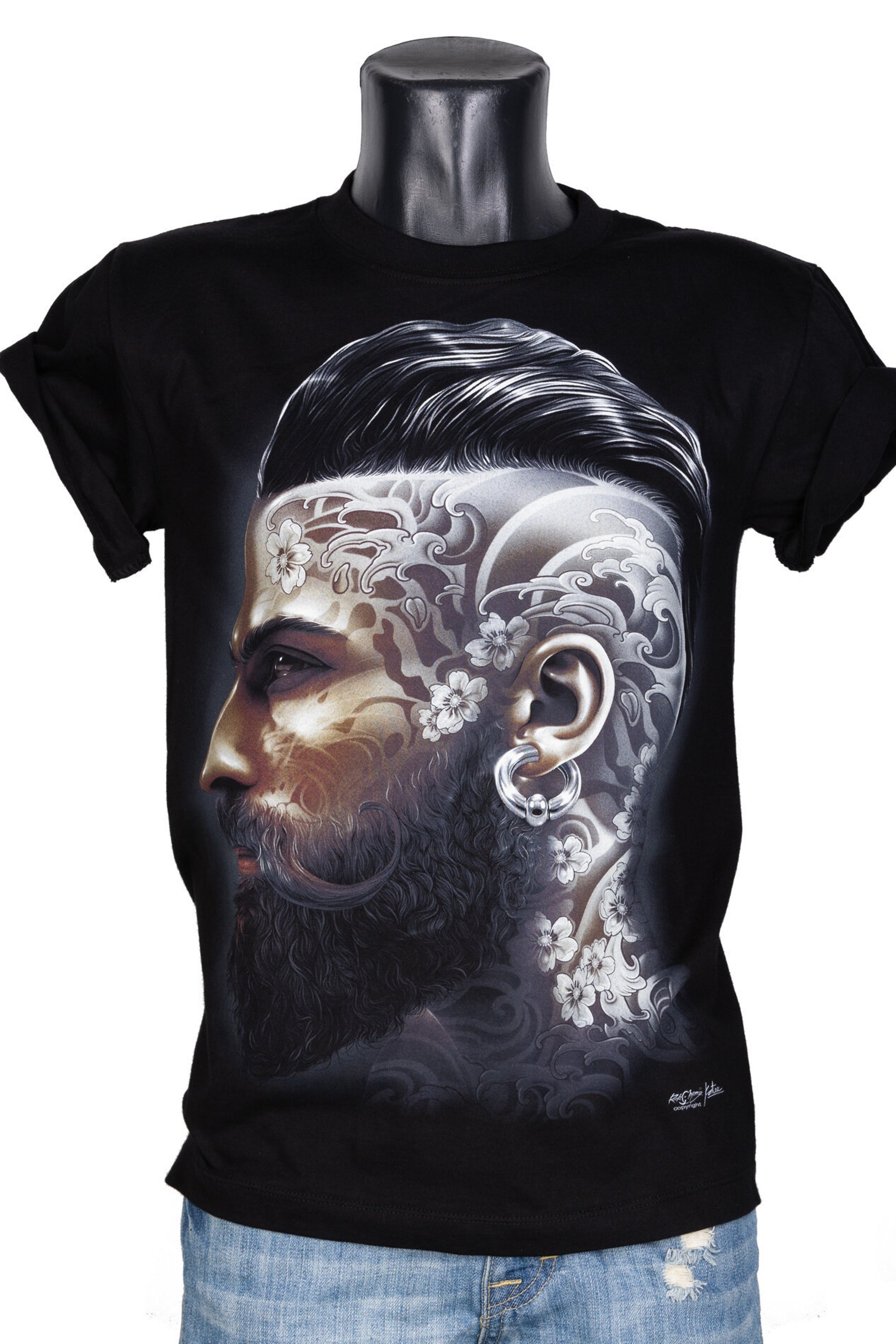 Discover T-Shirt HD Rock Chang Original Beard Man Tattooed Head