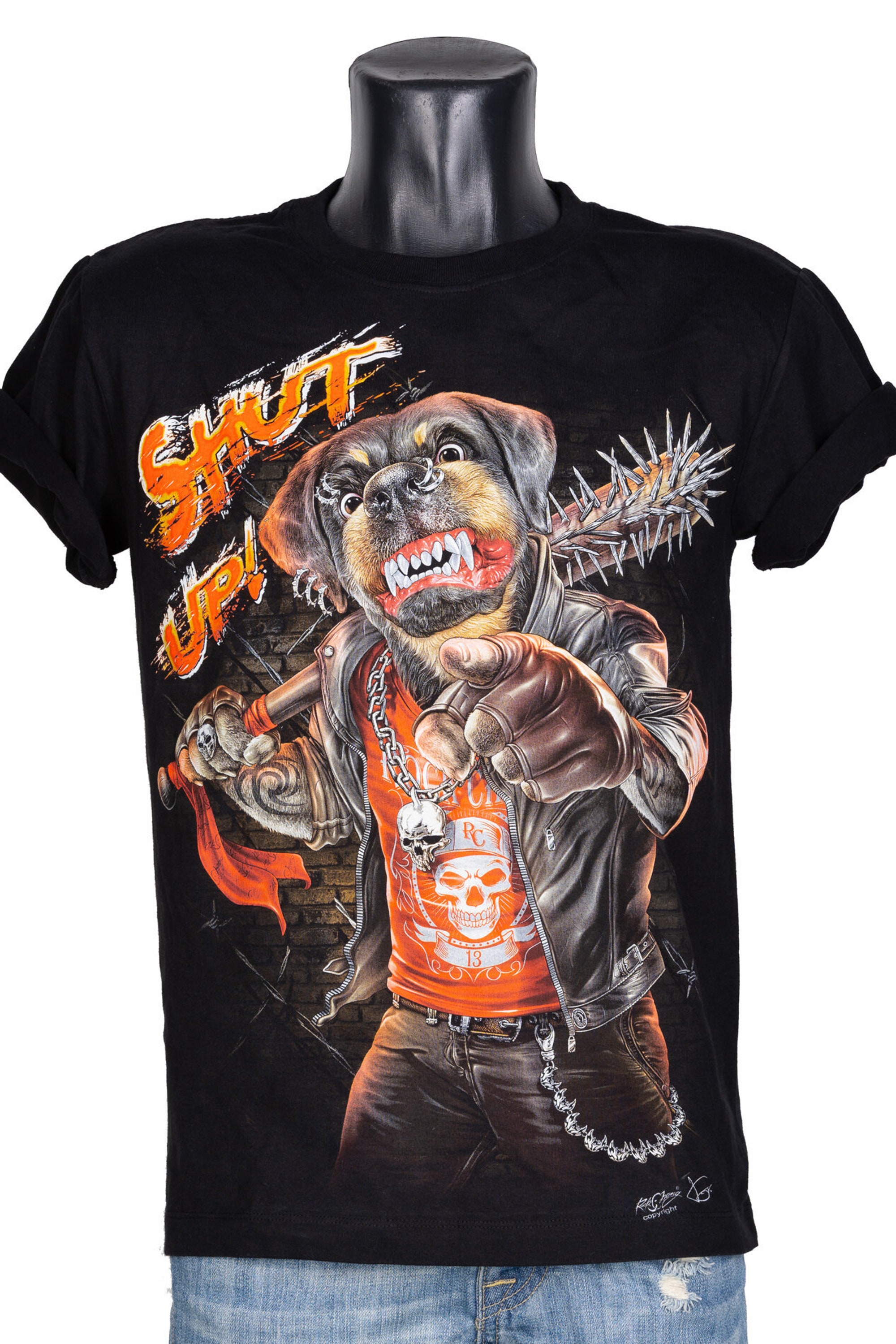 T-shirt Rock Chang Original Angry Dog Shut Up Glow in the Dark Unisex