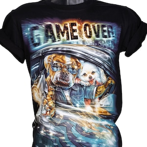 T-shirt Rock Chang Original Cute Game Over GR-700 Glow in the Dark Front and Back Print Unisex