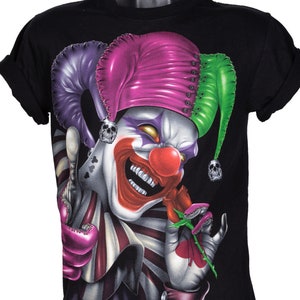 T-Shirt Rock Chang Original Mad Joker mit Rose GR-741 Glow in the Dark Front und Back Print Unisex
