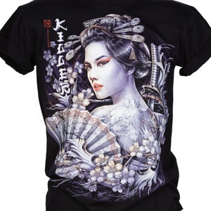 T-shirt HD Rock Chang Original Killer Geisha Samurai HD-60 Glow in the Dark Front and Back Print Unisex